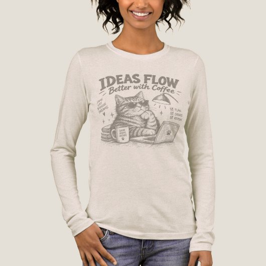 Ideeën Stroom Kat Coffee Studio Tri-Blend Shirt (Voorkant)