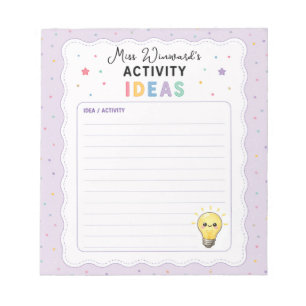 Ideeën voor activiteiten voor leerkrachten planner notitieblok