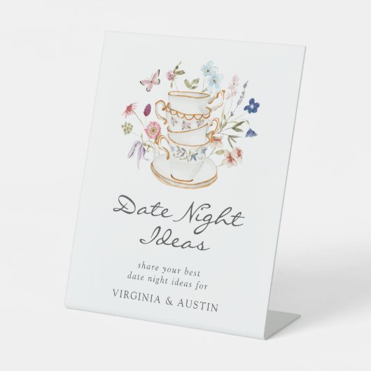 Ideeën voor bruidsdatum avond teken reclamebord met voetstuk (Voorkant)
