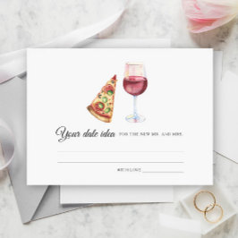 Ideeën voor bruidsdouche met pizza en wijn voor da informatiekaartje