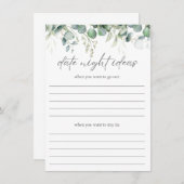 Ideeën voor date-avonden Eucalyptus Bruidsfeest In Informatiekaartje (Voorkant / Achterkant)