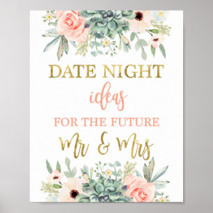 Ideeën voor date night Bruidscadeau succulenten bo Poster