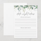 Ideeën voor date night Eucalyptus Bruidsfeest Inst Informatiekaartje (Voorkant / Achterkant)