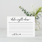 Ideeën voor date night kaart bruidsdouche spel (Staand voorkant)