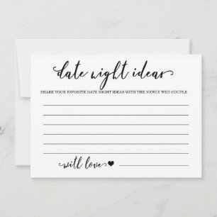 Ideeën voor date night kaart bruidsdouche spel