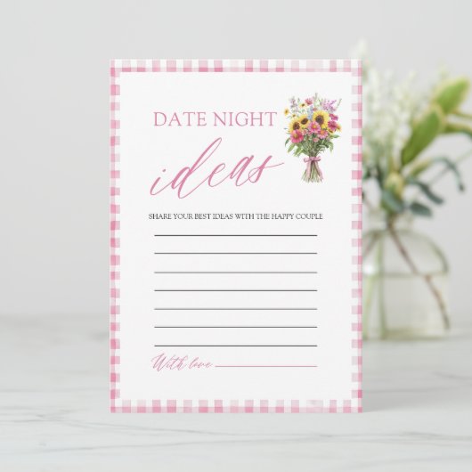 Ideeën voor een Roze Gingham Date Night Bruidsfees Kaart (Staand voorkant)