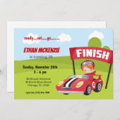 Ideeën voor raceautefeestje voor jongens kaart (Voorkant / Achterkant)