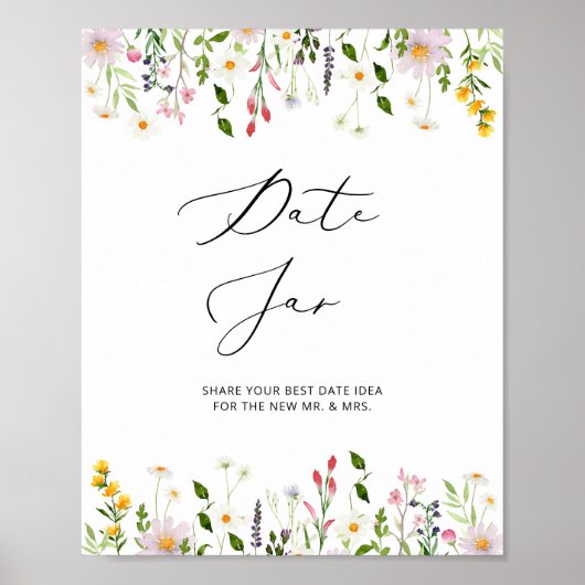 Ideeën voor wildbloemen date night. Date jar bruid Poster (Voorkant)
