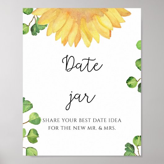 Ideeën voor zonnebloem date night. Date jar bruids Poster (Voorkant)