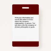 Identificatie bedrijfs werknemers balie code Logo  Badge (Achterkant)