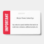 Identificatie foto kind Medisch noodgeval Allergie Badge (Achterkant)