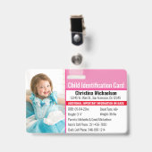 Identificatie foto kind Medisch noodgeval Allergie Badge (Voorzijde met clip)