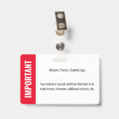 Identificatie foto kind Medisch noodgeval Allergie Badge (Achterkant met clip)