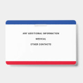 Identificatie kind Aangepaste foto Noodsituatie-ID Badge (Back)