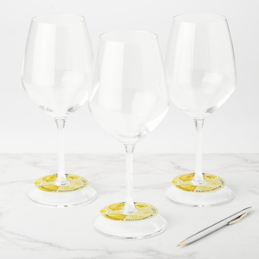 Identificatie Lemon Bruiloftsfeest  Wijnglaslabel (Set)