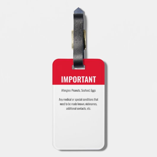 Identificatie Noodallergie Foto Kind ID Bagagelabel (Achterkant verticaal)