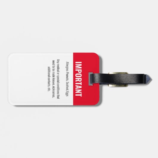 Identificatie Noodallergie Foto Kind ID Bagagelabel (Achterkant horizontaal)