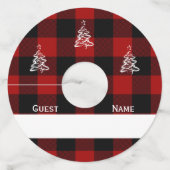 Identificatie van de kerstbuffel met geruite wijn wijnglaslabel (Voorkant)