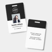 Identificatiebadge met foto van personeelslid van  badge (Voor- en achterkant)