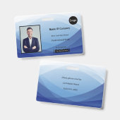 Identificatiecode blauwe Abstracte bedrijfsfoto Badge (Voor- en achterkant)