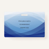 Identificatiecode blauwe Abstracte bedrijfsfoto Badge (Achterkant)