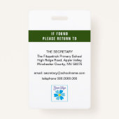 Identificatiecode van de leraar, taakomschrijving  badge (Achterkant)