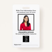 Identificatiehandtekening bedrijfspersoneel badge (Voorkant)