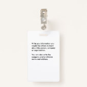 Identificatiehandtekening bedrijfspersoneel badge (Achterkant met clip)