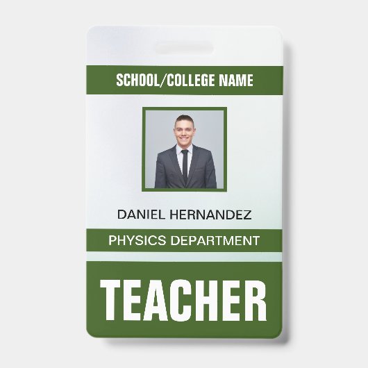 Identificatiekaart badge voor docenten (Voorzijde)