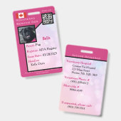 Identificatiekaart voor hulphond roze verticaal Ba Badge (Voor- en achterkant)