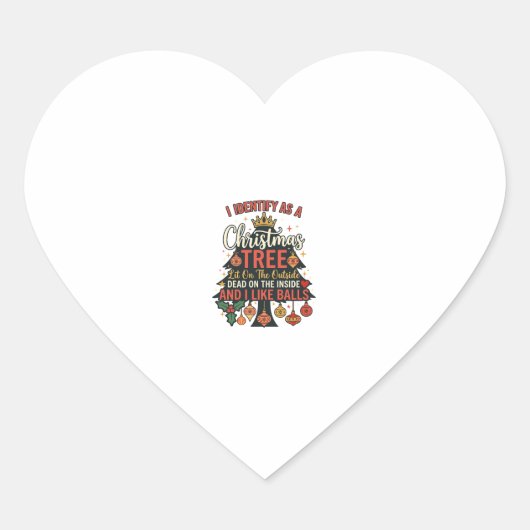 Identificeer Als Kerstboom Kroonballen Hart Sticker (Voorkant)