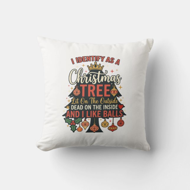 Identificeer Als Kerstboom Kroonballen Kussen (Voorkant)