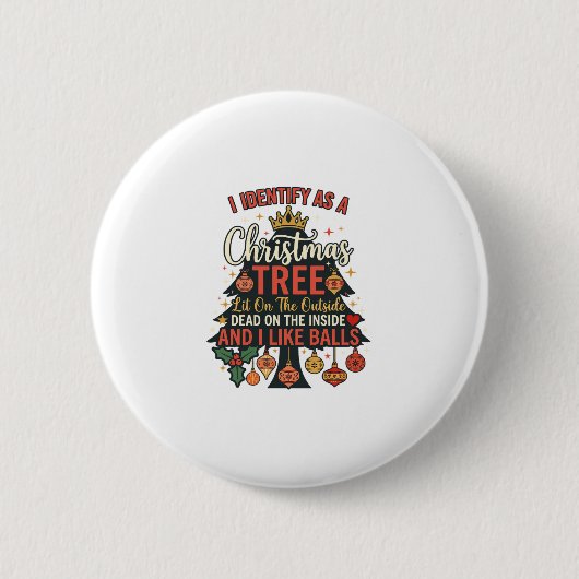 Identificeer Als Kerstboom Kroonballen Ronde Button 5,7 Cm (Voorkant)