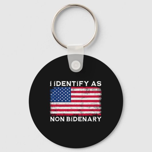 Identificeer als niet Bidenary Patriot Amerikaanse Sleutelhanger (Voorkant)