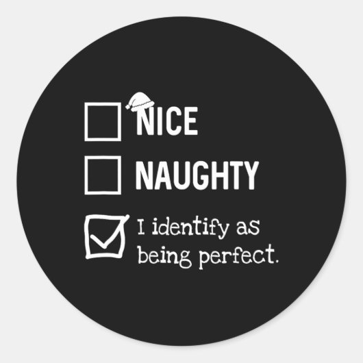 Identificeer als perfecte grappige naughty nice li ronde sticker (Voorkant)