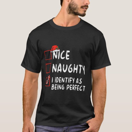 Identificeer als perfecte leuke stoute fijne kerst t-shirt (Voorkant)