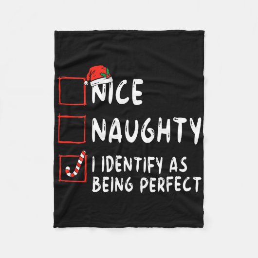 Identify As Perfect Fun Naughty Nice List Christma Fleece Deken (Voorkant)