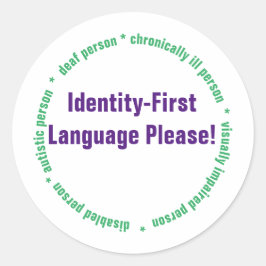 Identiteit eerst-taal ronde sticker