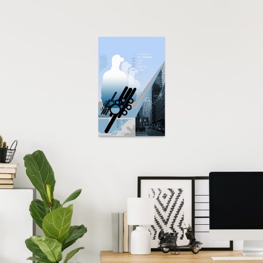 Identiteitscrisis Amerikaanse Pop Cultuur Poster (Thuiskantoor)