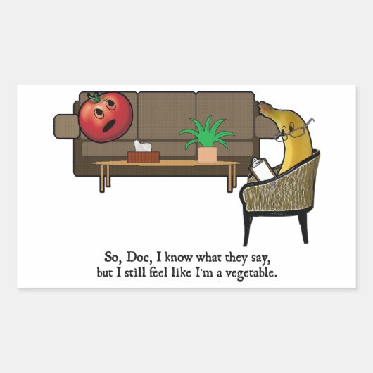 Identiteitscrisis, tomaat ziet psychiater rechthoekige sticker (Voorkant)