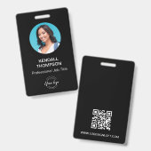 Identiteitskaart eenvoudig modern zwart wit Aangep Badge (Voor- en achterkant)