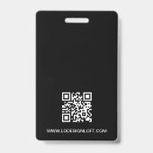 Identiteitskaart eenvoudig modern zwart wit Aangep Badge (Achterkant)