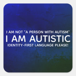 Identiteitskaart-eerste autistisch vierkante sticker