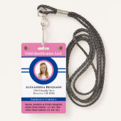 Identiteitskaart Jongen meisje Kinderfoto Aangepas Badge (Voorkant met draagriem)