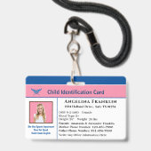 Identiteitskaart Jongen meisje Kinderfoto Aangepas Badge (Voorzijde met lanyard)