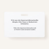 Identiteitskaart Jongen meisje Kinderfoto Aangepas Badge (Achterkant)