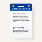 Identiteitskaart Jongen meisje Kinderfoto Aangepas Badge (Achterkant)