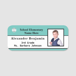 Identiteitskaart Jongen meisje Kinderfoto Aangepas Naamplaatje