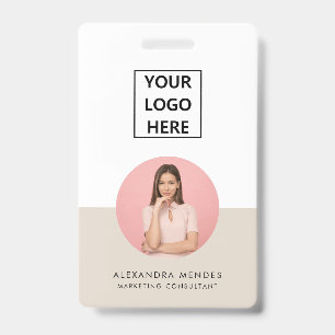 Identiteitskaart Modern Minimalistisch Grijs Foto  Badge