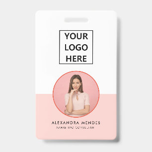 Identiteitskaart Modern Minimalistisch Grijs Foto  Badge